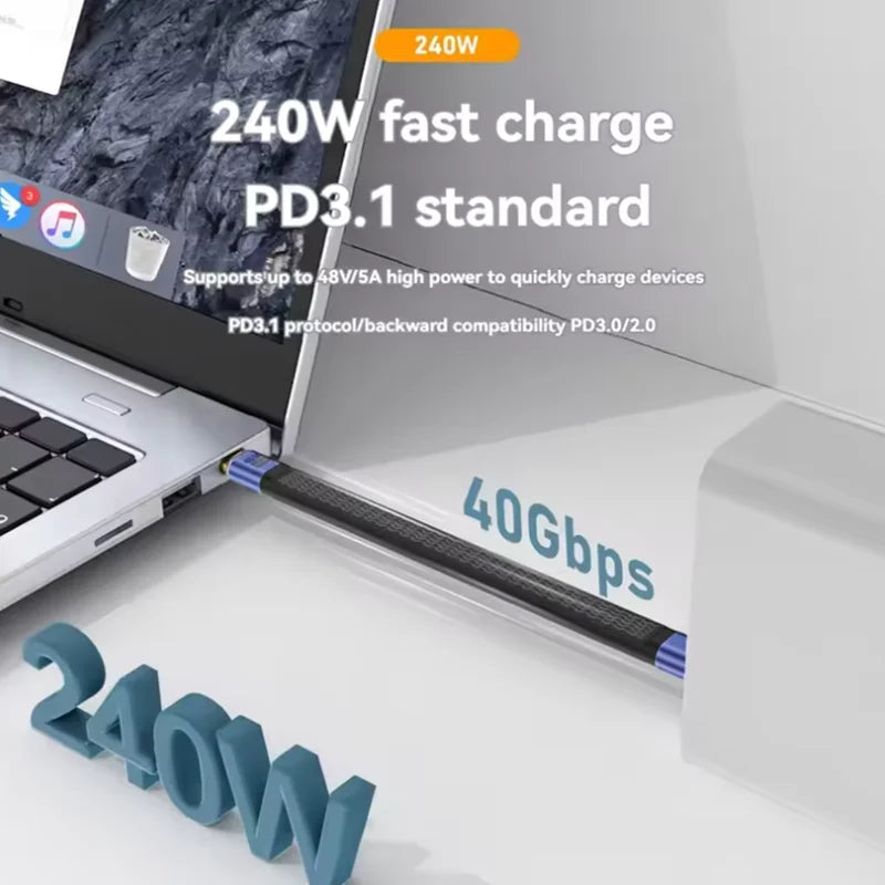 USB4 40Gbps Fast Charging & Data Cable – 240W PD, Thunderbolt 4/3, USB-C